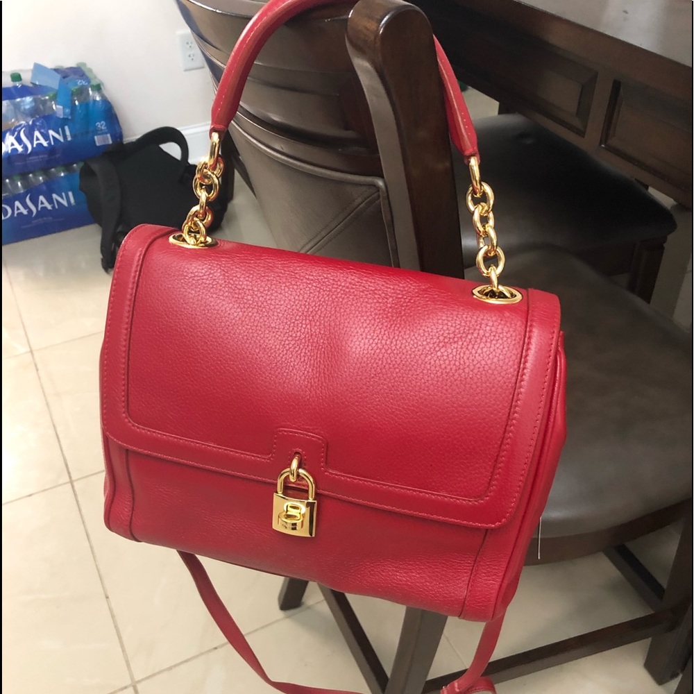 New Dolce & Gabbana Red Leather 2 way shoulder bag